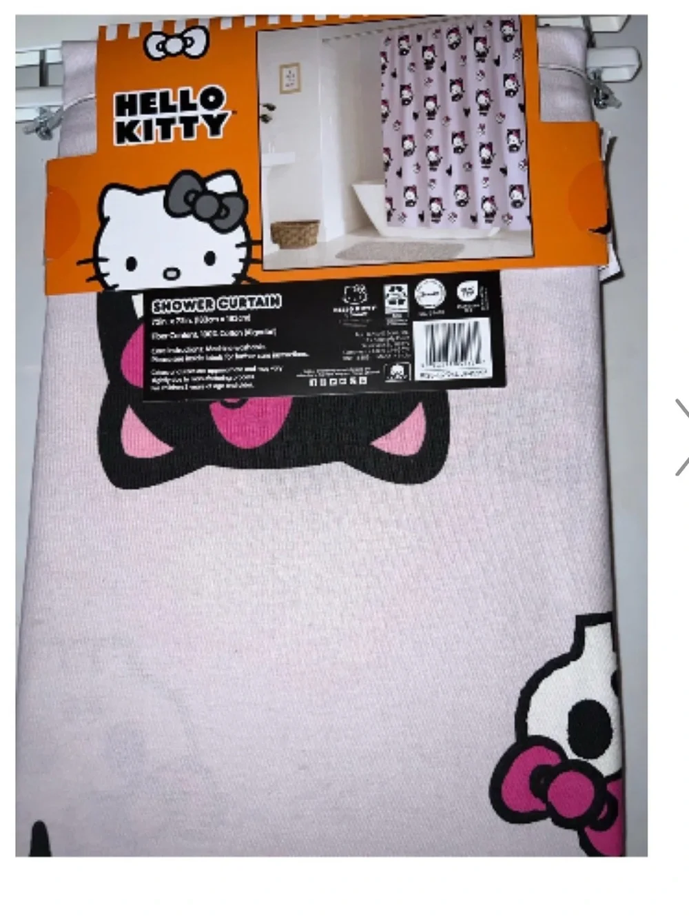 Sanrio Hello Kitty Pink, Black & Gray Shower Curtain